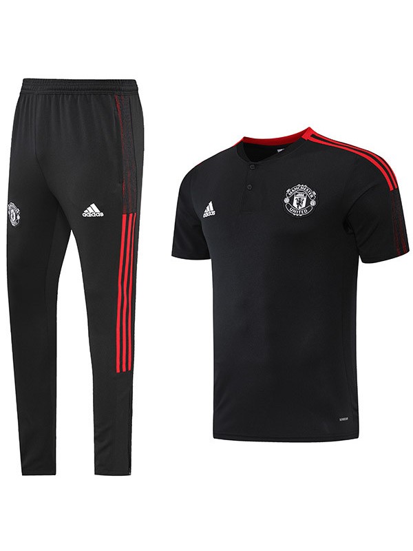 Manchester united pre-match uniform training soccer jersey men's sportswear football top shirt black kit 2022-2023